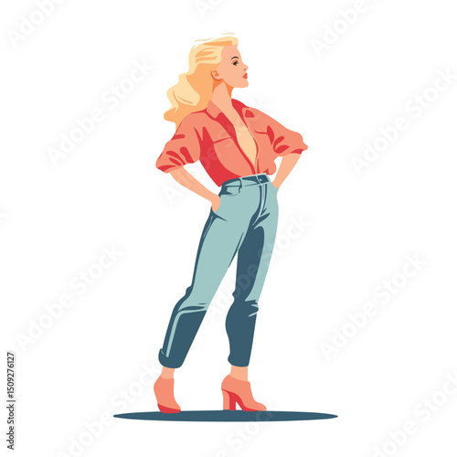 Professional Stand Up Girl Number Vector Illustration Isolated for Marketing Materials
