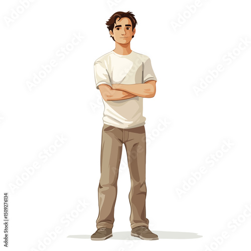 Professional Standing Man Character in Casual Clothes Vector Illustration for Business Presentations and Web Design