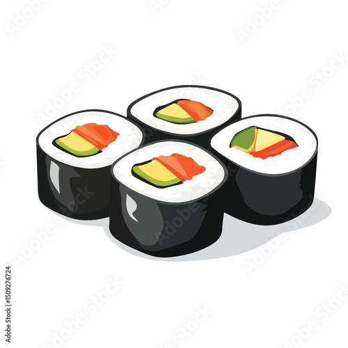 Japanese Sushi Roll Icon Vector Illustration for Culinary Design Projects