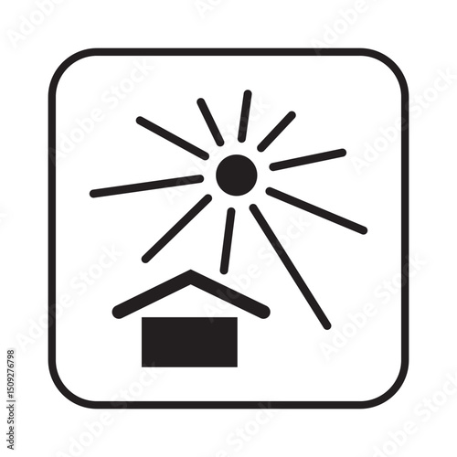 sunlight sensitivity warning pictogram for product storage