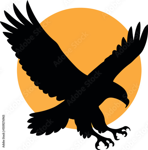 Flying eagle silhouette forming a heart with outstretched wings, a symbol of freedom in nature