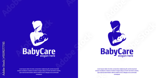 mother and child silhouette logo, love and care symbol, comfort, vector graphic design.