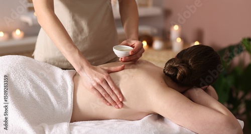 Wallpaper Mural Woman receiving back massage with oil in spa salon Torontodigital.ca