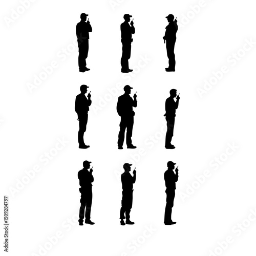 9 Secret Agents Silhouette - Tactical Comms Team Vector