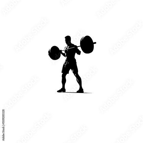 Strength Athlete Vector - Black & White Weightlifting Icon