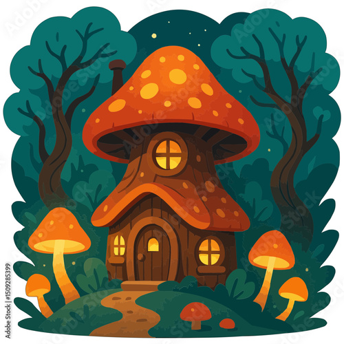 mushroom house in the forest