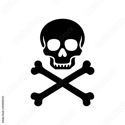 crossbones and skull death flat vector icon