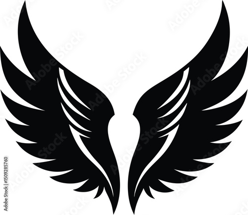  angel wings silhouette, open flight, divine symmetry
