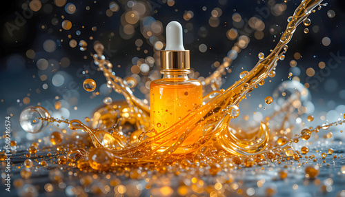 Water Splash Out of Oil Cosmetic Bottle