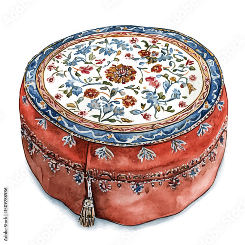 Ottoman, watercolor clipart vector, high quality, isolated on a white background.
