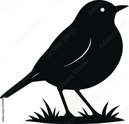 A Vector illustration of a black bird on a branch, a simple silhouette design capturing nature's wildlife art