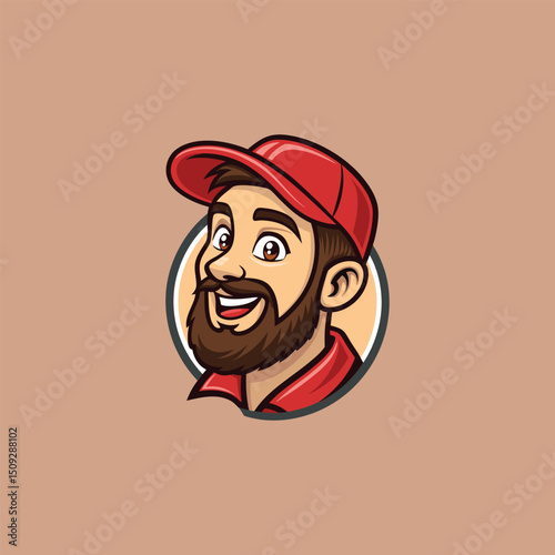Vector illustration of Head Beard man logo design cartoon mascot  logo vector icon Line art style Viking head vector graphic template, Suitable for logo design, tattoo design or print on demand
