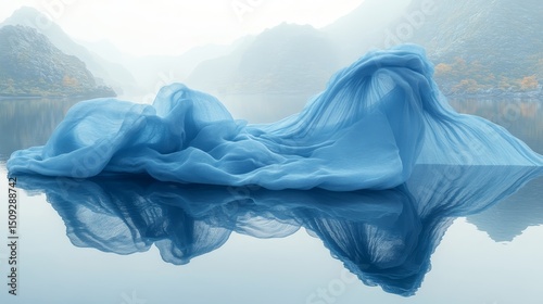Wallpaper Mural A surreal visual of floating blue fabric dancing in the air.  Torontodigital.ca