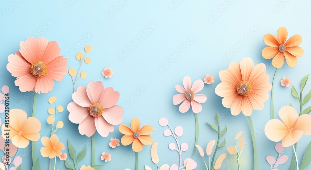 Chamomile garden flowers on blue background. Top view flat lay with copy space Chamomile garden flowers on blue background. Top view flat lay with copy space