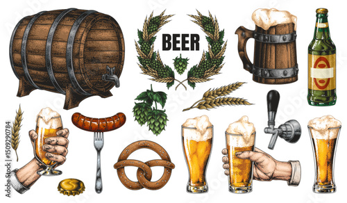 Art showcasing beer and beverage themes