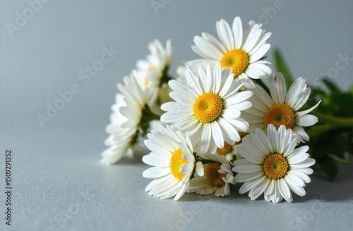 Bouquet of white daisies on a gray background