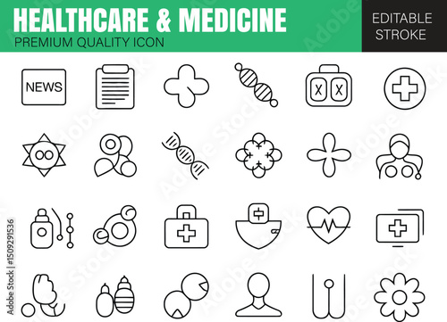Medicine & Healthcare Line Icon Set