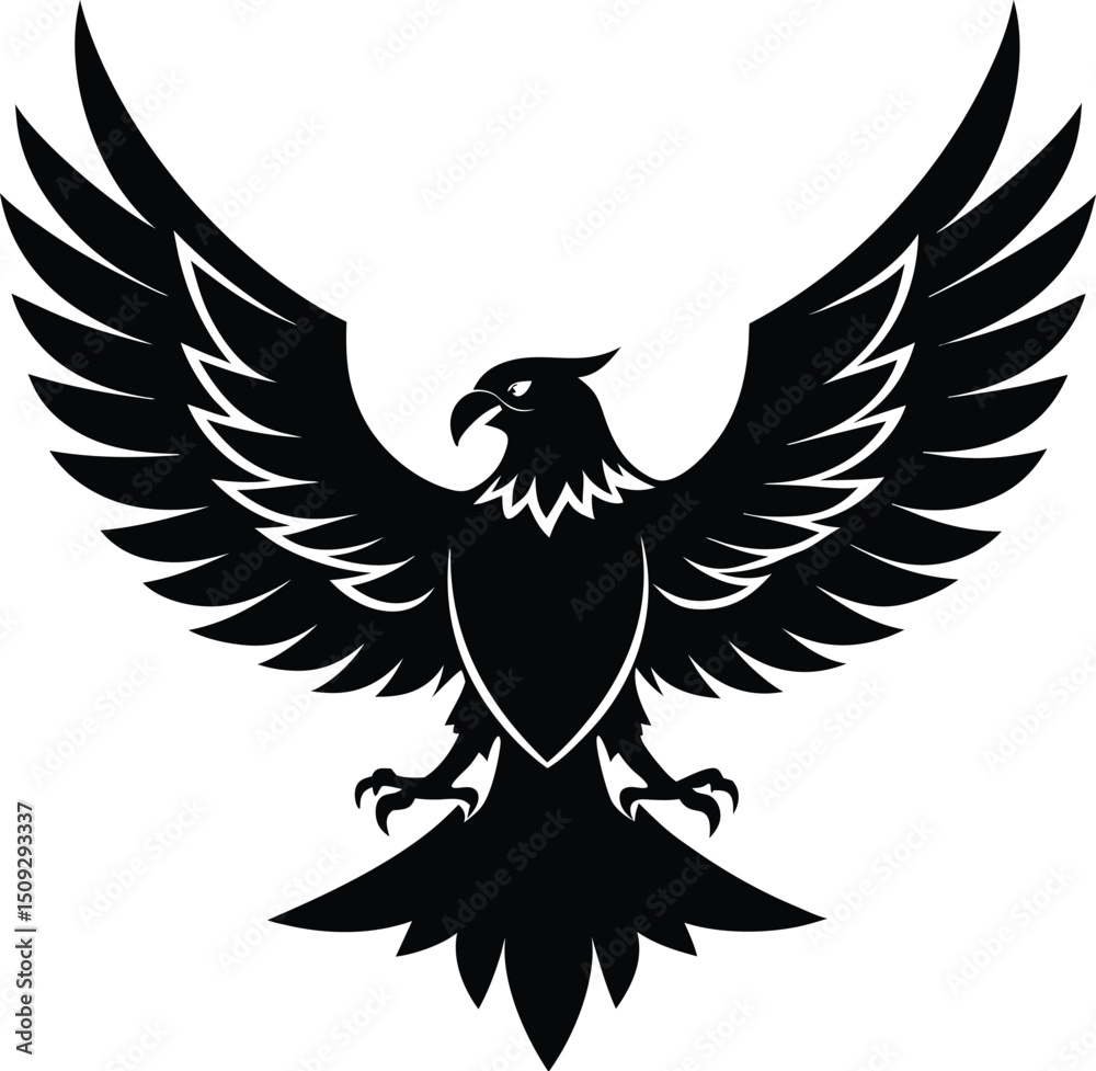 Obraz premium eagle silhouette, wings open, strong flight 