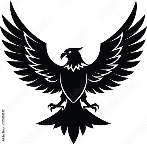  eagle silhouette, wings open, strong flight
