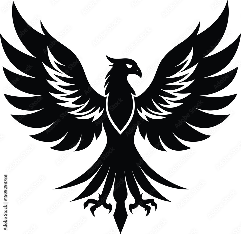 Obraz premium eagle silhouette, wings open, strong flight