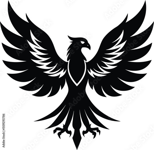  eagle silhouette, wings open, strong flight
