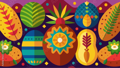 A feast for the eyes the display showcases the beauty and diversity of these indigenous Andean potato varieties.. Vector illustration