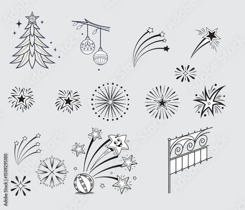 Set of floral and seasonal vector icons for design and decoration