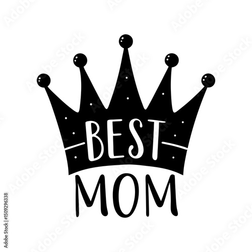 crown with best mom text vector art