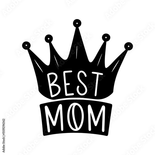 crown with best mom text vector art
