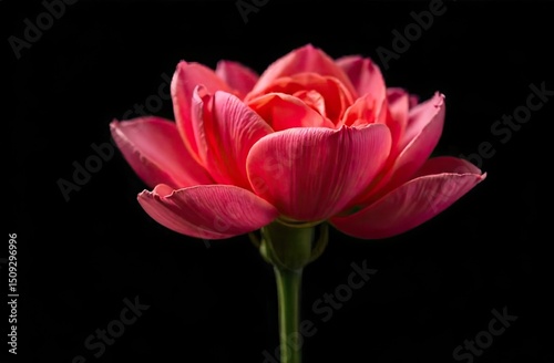 Pink flower on a black background