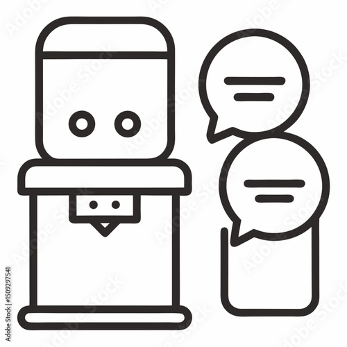 Water cooler conversation outline icon on white background