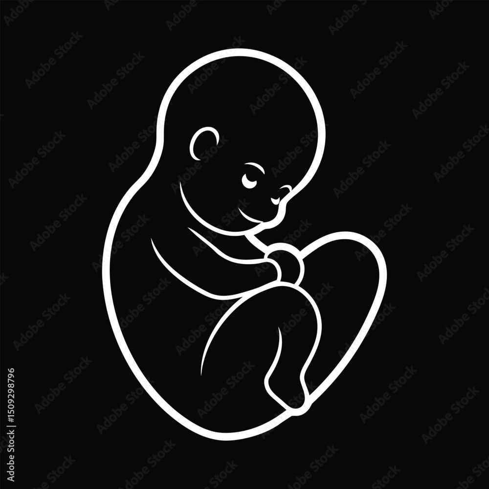Fototapeta premium Fetus icon of human child with placenta 