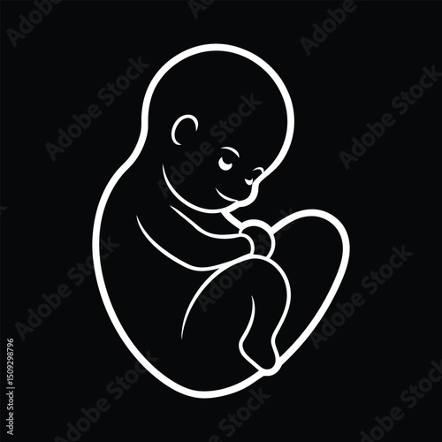 Fetus icon of human child with placenta 