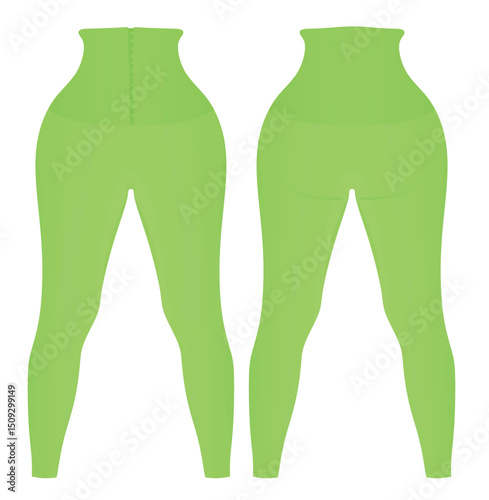 Green tight pants leggings. vector illustration