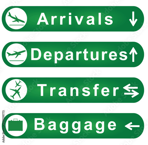 Arrivals and departures sign. vector