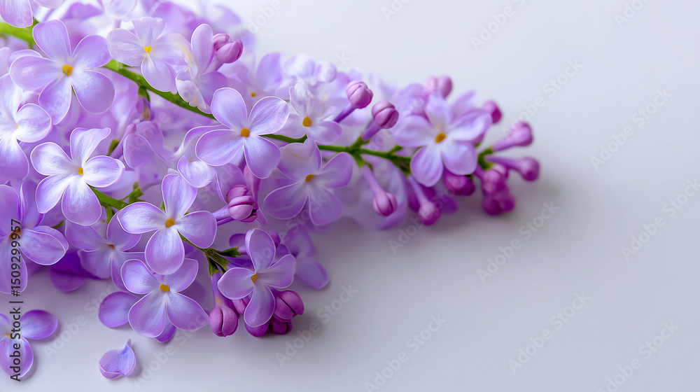 Close-up of scattered lilac flowers and petals on a soft white background, creating a delicate and fresh spring composition.
Close-up of scattered lilac flowers and petals on a soft white background, creating a delicate and fresh spring composition.
