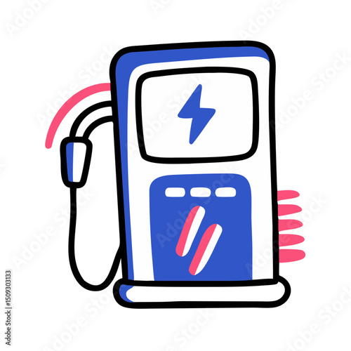 Electric car charging station icon. Modern charging station illustration perfect for websites and applications.  Clean energy concept for eco-friendly transport.