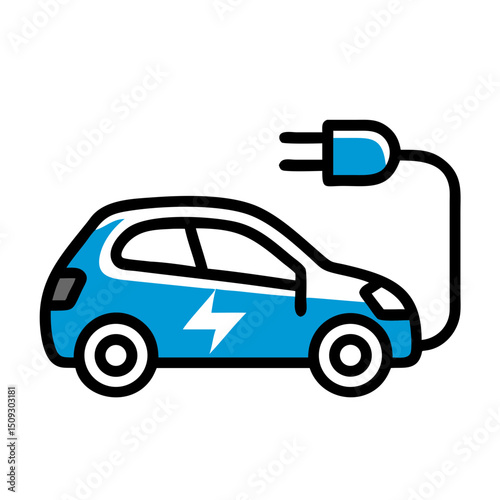 Electric car charging icon. Stylish electric vehicle illustration for websites and applications. Modern electric car graphic for eco-friendly transportation concept.