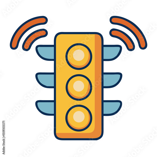 Smart traffic light with wireless signal.  Modern smart traffic light system uses wireless technology for efficient traffic management.