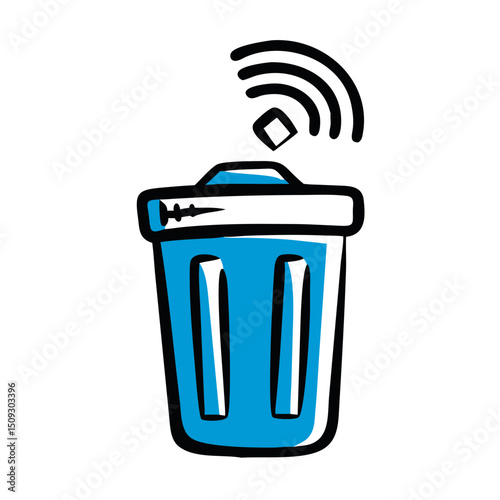 Smart trash bin icon.  Modern smart trash can illustration.  Digital waste disposal system concept for app design. Smart trash bin for waste management solution.
