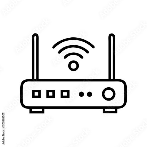 Wireless router icon. Simple internet router illustration with wifi signal. This internet router symbol is perfect for network diagrams, website design, and app interfaces.