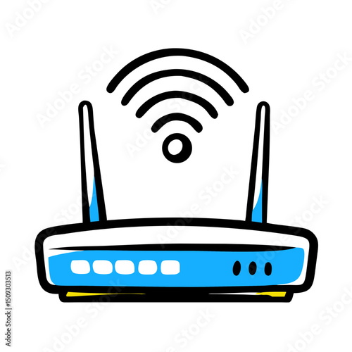 Wireless router illustration for website design. Modern internet router icon for digital technology projects. Stylish wifi router graphic for app interface or blog post.