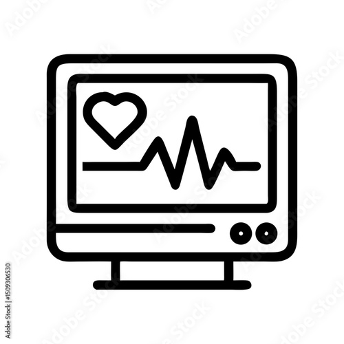Heart monitor ekg vital signs machine heartbeat pulse medical equipment healthcare vector icon illustration on transparent background