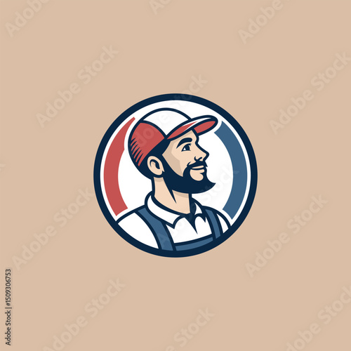 Man in Cap Icon Badge Emblem: An emblem featuring a man wearing a cap, perfect for sports teams and Esports organizations.