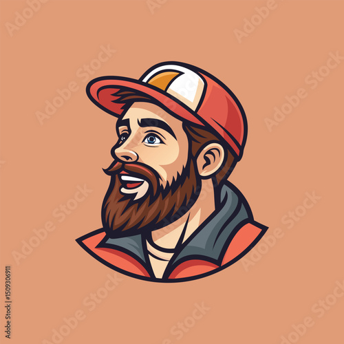 Man in Cap Icon Badge Emblem: An emblem featuring a man wearing a cap, perfect for sports teams and Esports organizations.