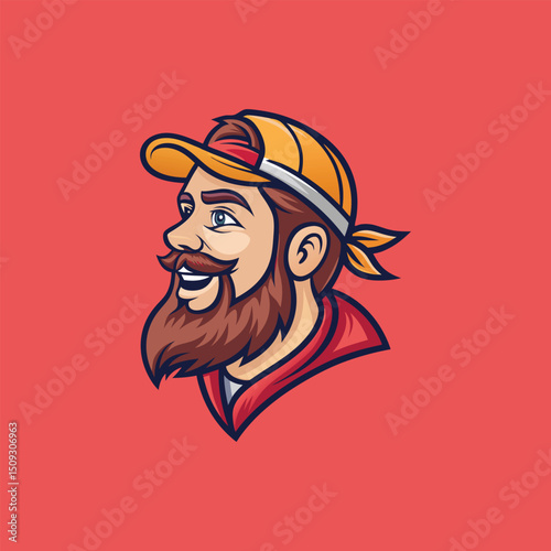 Man in Cap Icon Badge Emblem: An emblem featuring a man wearing a cap, perfect for sports teams and Esports organizations.