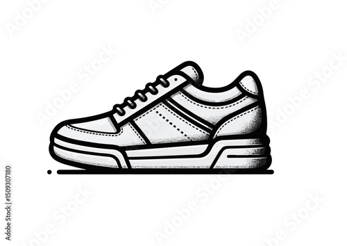 Sneaker illustration in black and white minimalist style