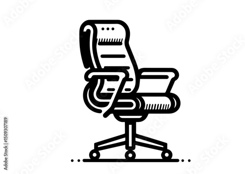 Office chair illustration in black and white minimalist style