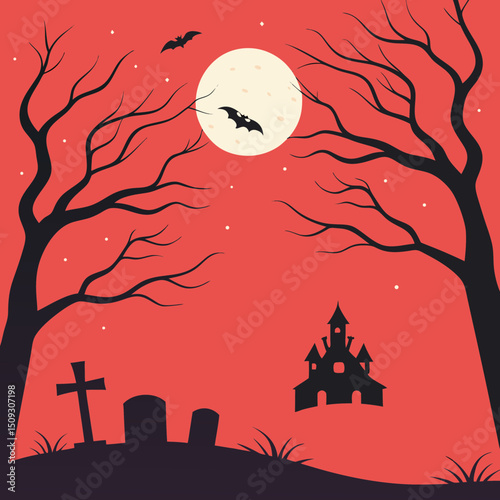 Purple Cemetery halloween background banner