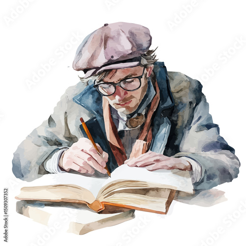 Online Course, watercolor clipart vector, high quality, isolated on a white background.